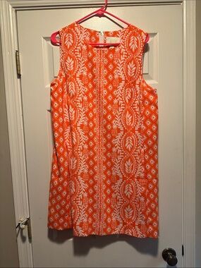 Lilly Pulitzer Orange and White Sleeveless Shift Dress